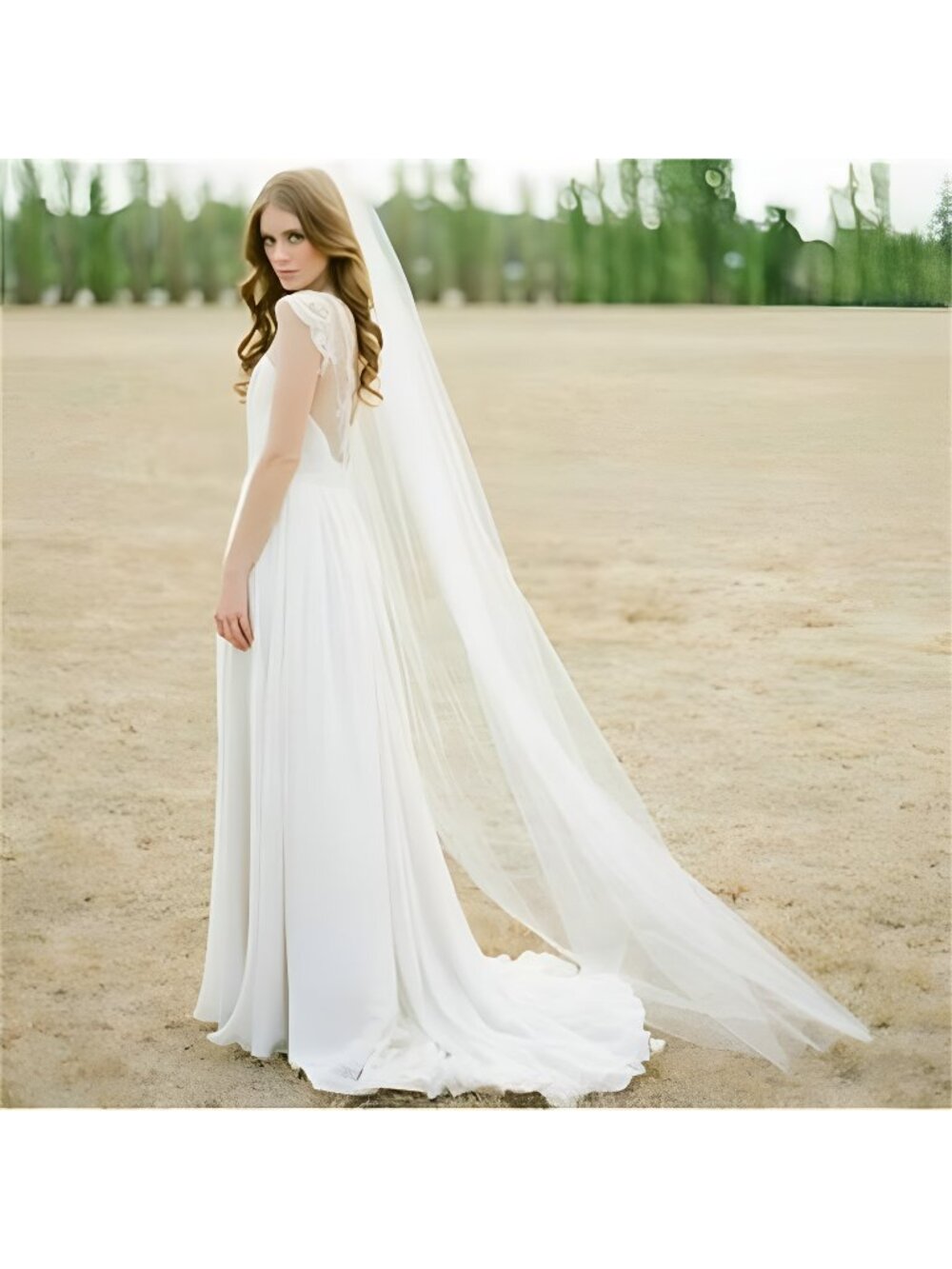 Layer Wedding Veil Bridal Veil Embroidery Lace Edge Bride w/ Comb (1 Tier White)